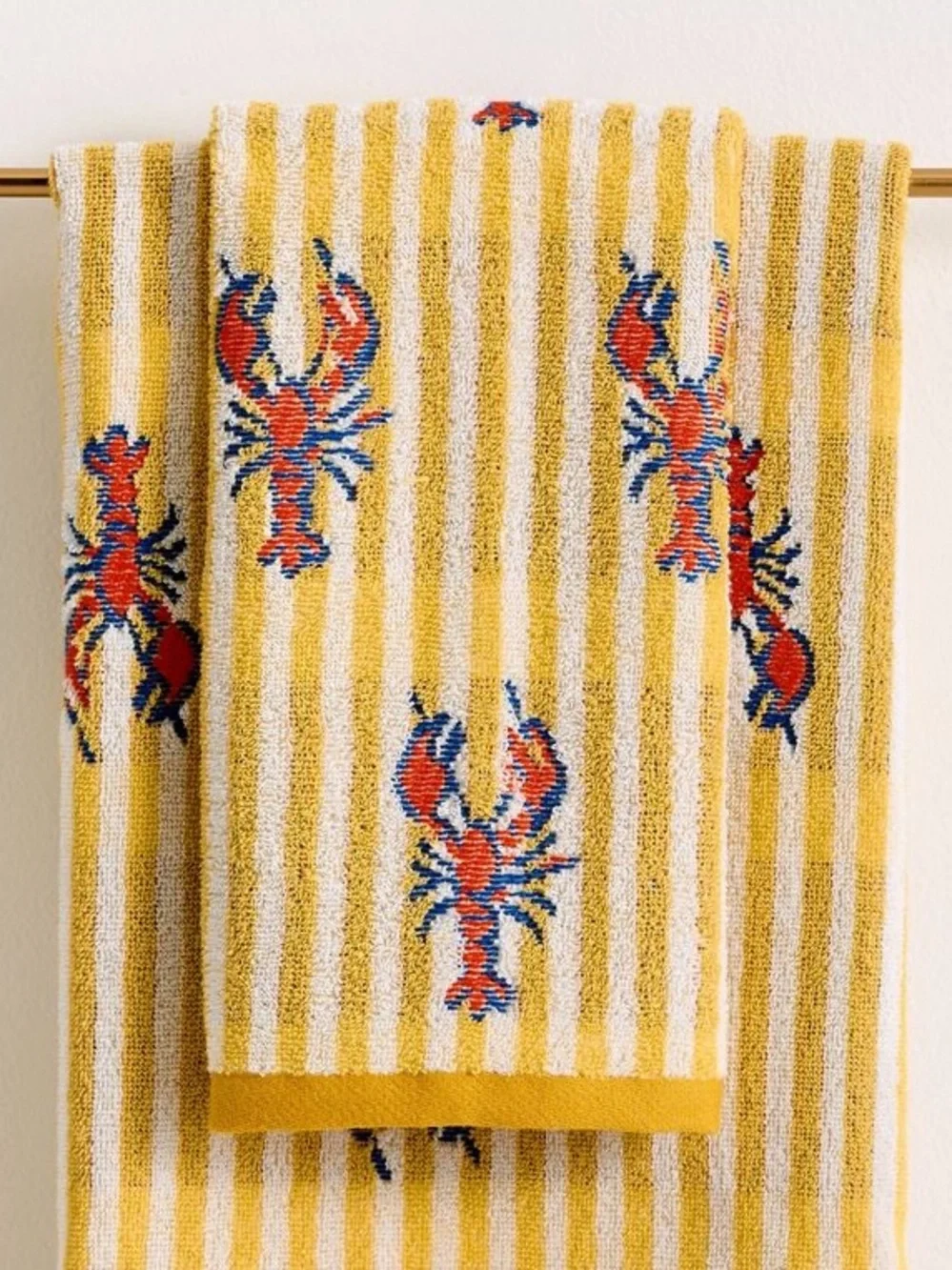 Striped Lobster Cotton Icon  Hand Towel from Anthropologie
